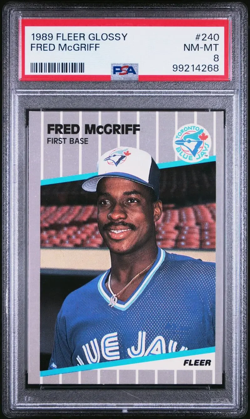 1989 Fleer Glossy #240 Fred McGriff PSA 8 Toronto Blue Jays - Pop 3